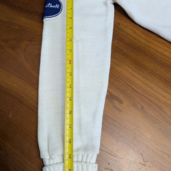 Vintage Dehen Wool Letterman Sweater Cardigan Blue T Basketball Drama Spirit 40 - Picture 12 of 16